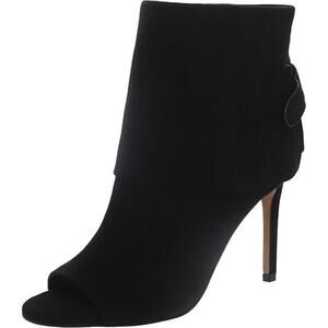 Vince Camuto Women’s Amesha Bootie Open Toe Black Suede Heels Choose Size NIB